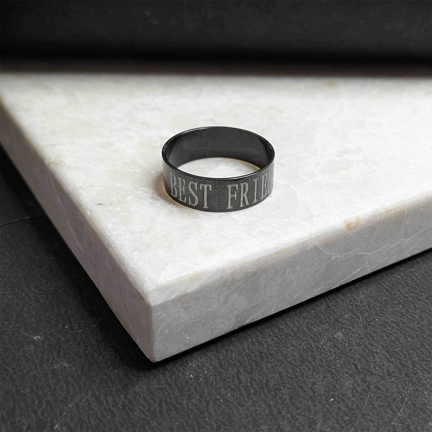 Classic Best Friend inscribed Minimal Band Ring for Men & Women