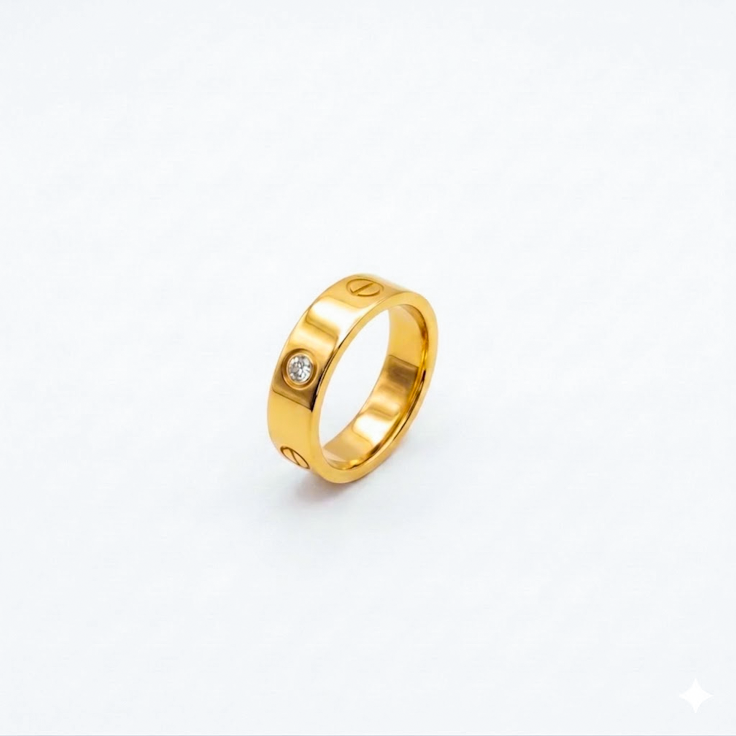 Signature Screw Motif Band Ring With AD Stone For Men & Women