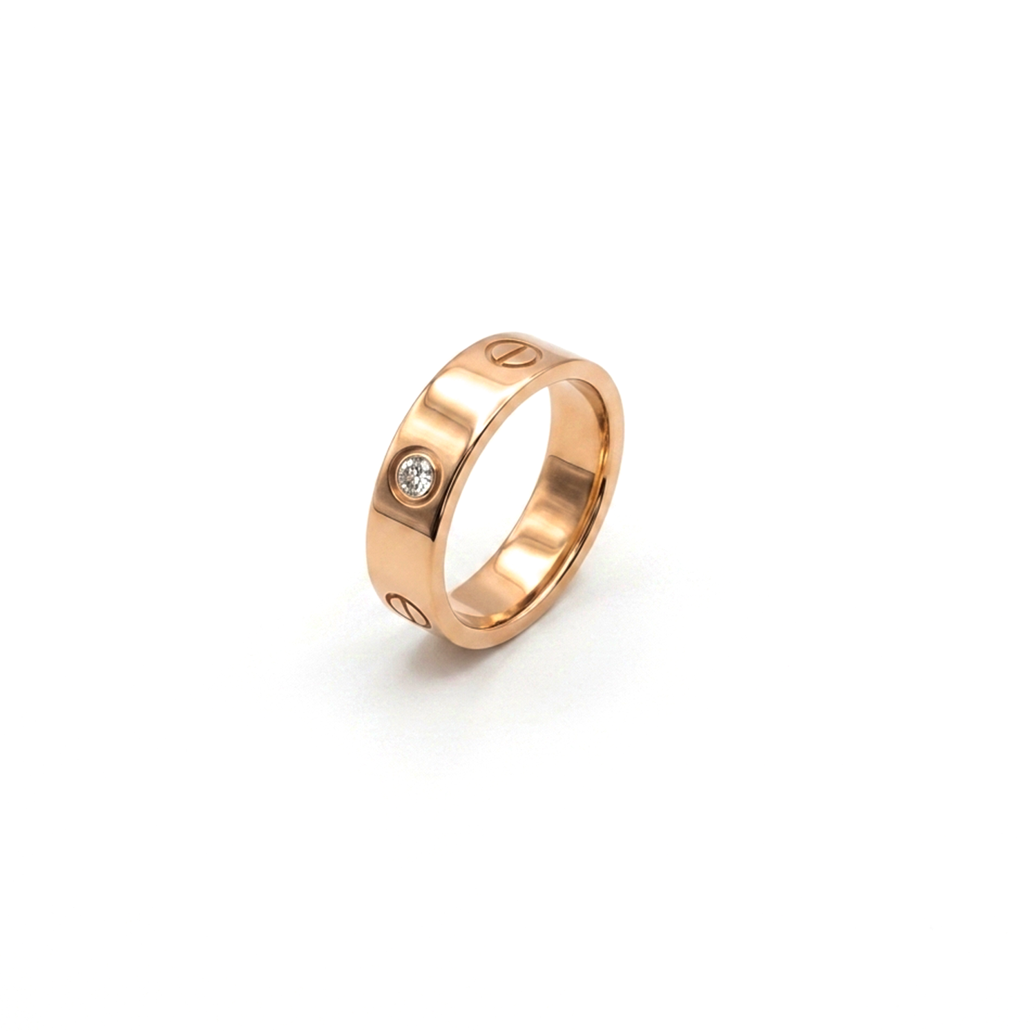 Signature Screw Motif Band Ring With AD Stone For Men & Women