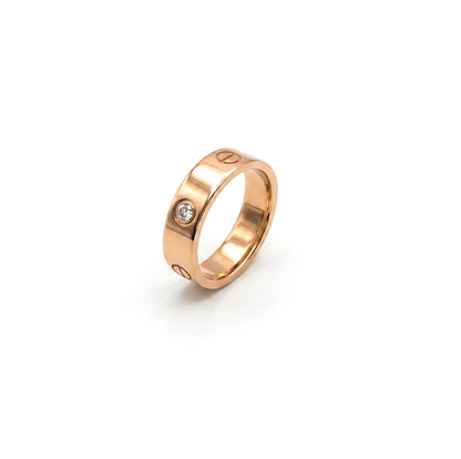 Signature Screw Motif Band Ring With AD Stone For Men & Women