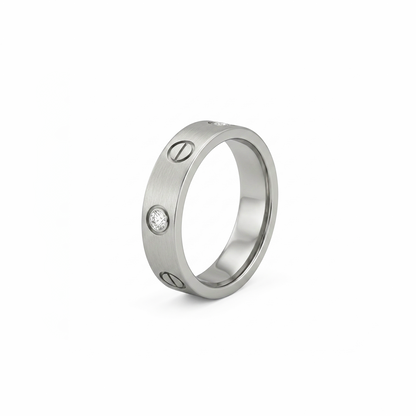 Signature Screw Motif Band Ring With AD Stone For Men & Women