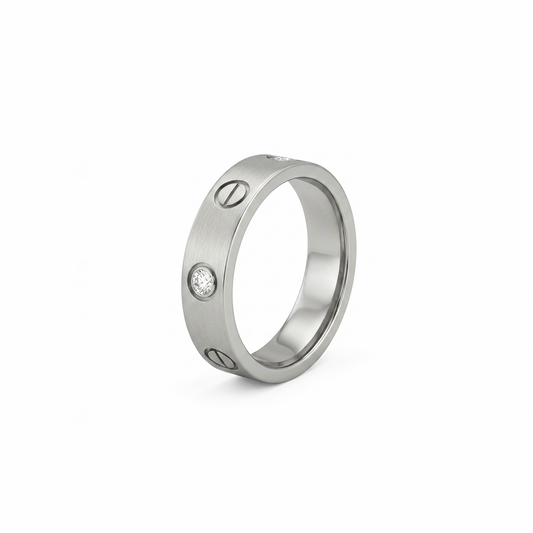 Signature Screw Motif Band Ring With AD Stone For Men & Women