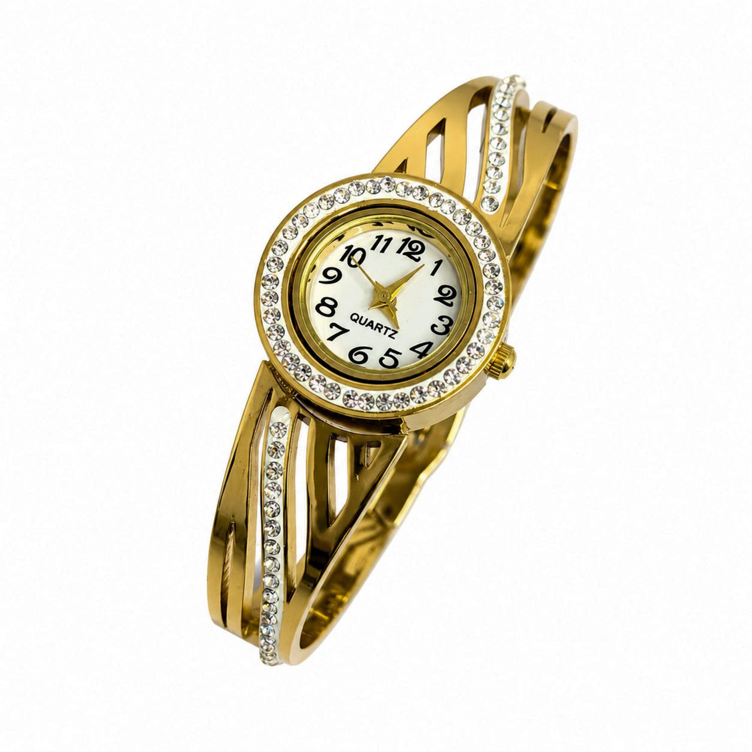 Classic Dazzling AD Studded Wrist Band Bracelet Watch For Girls & Women