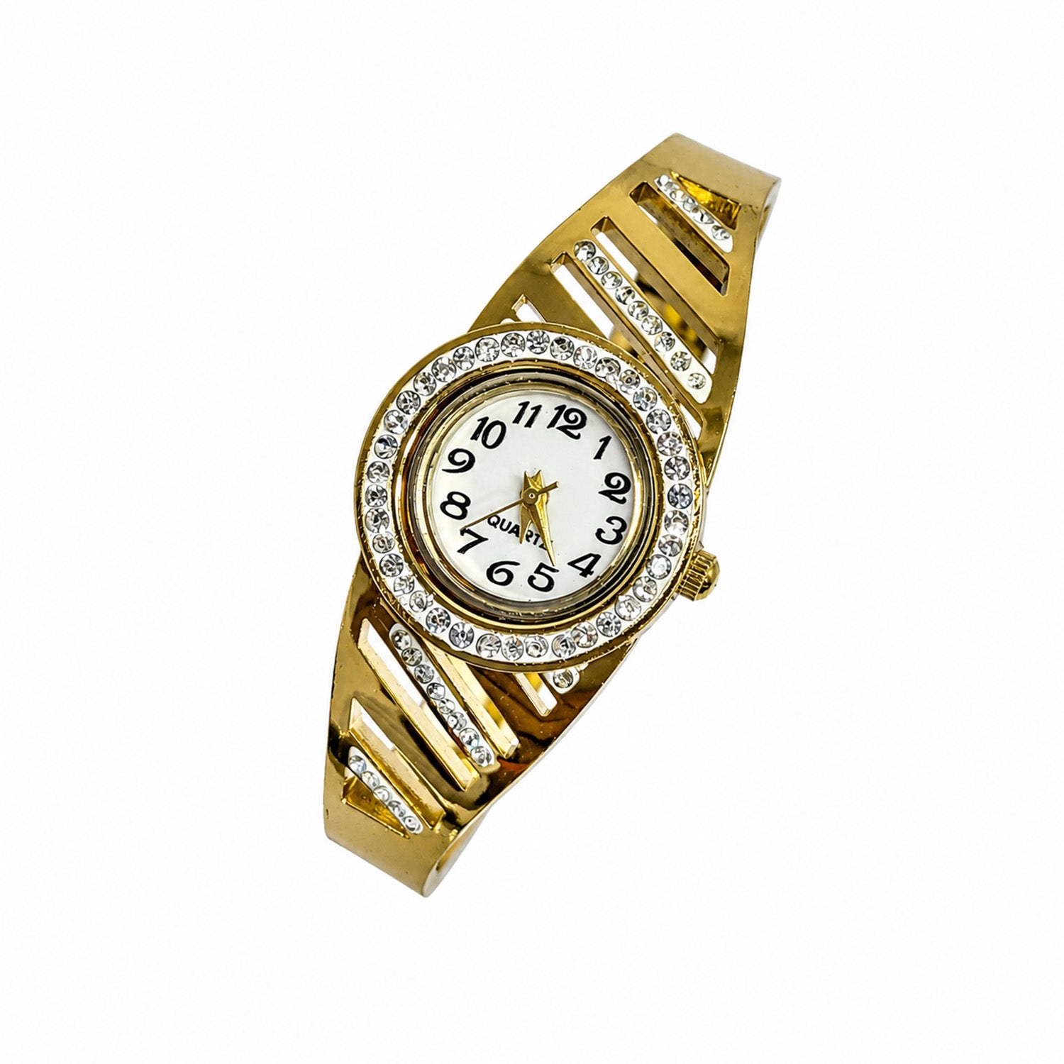 Vertical Line Design AD Studded Band Bracelet Watch For Girls & Women