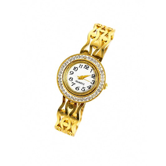 Traditional Wallnuts Design AD Studded Band Bracelet Watch For Girls & Women