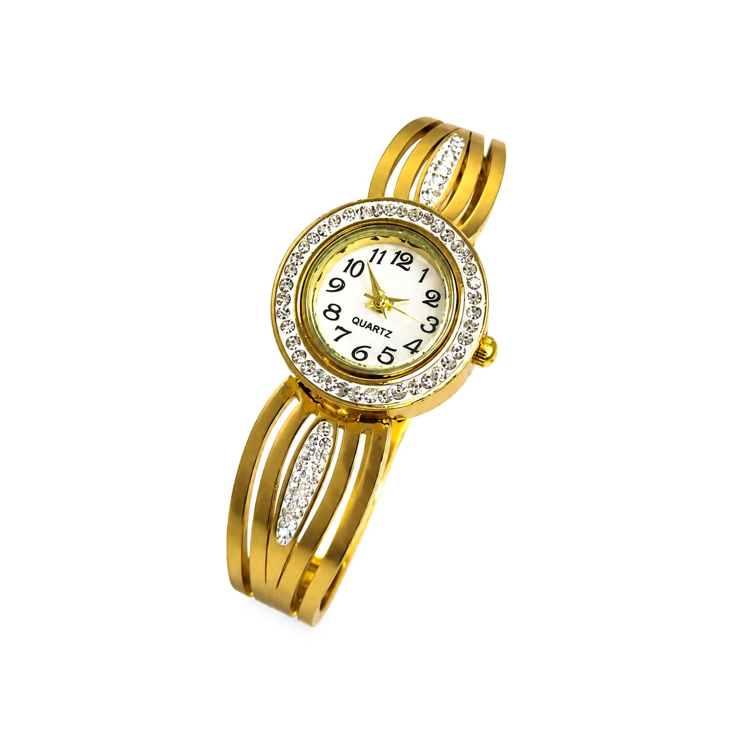 Traditional Feather Design AD Studded Band Bracelet Watch For Girls & Women