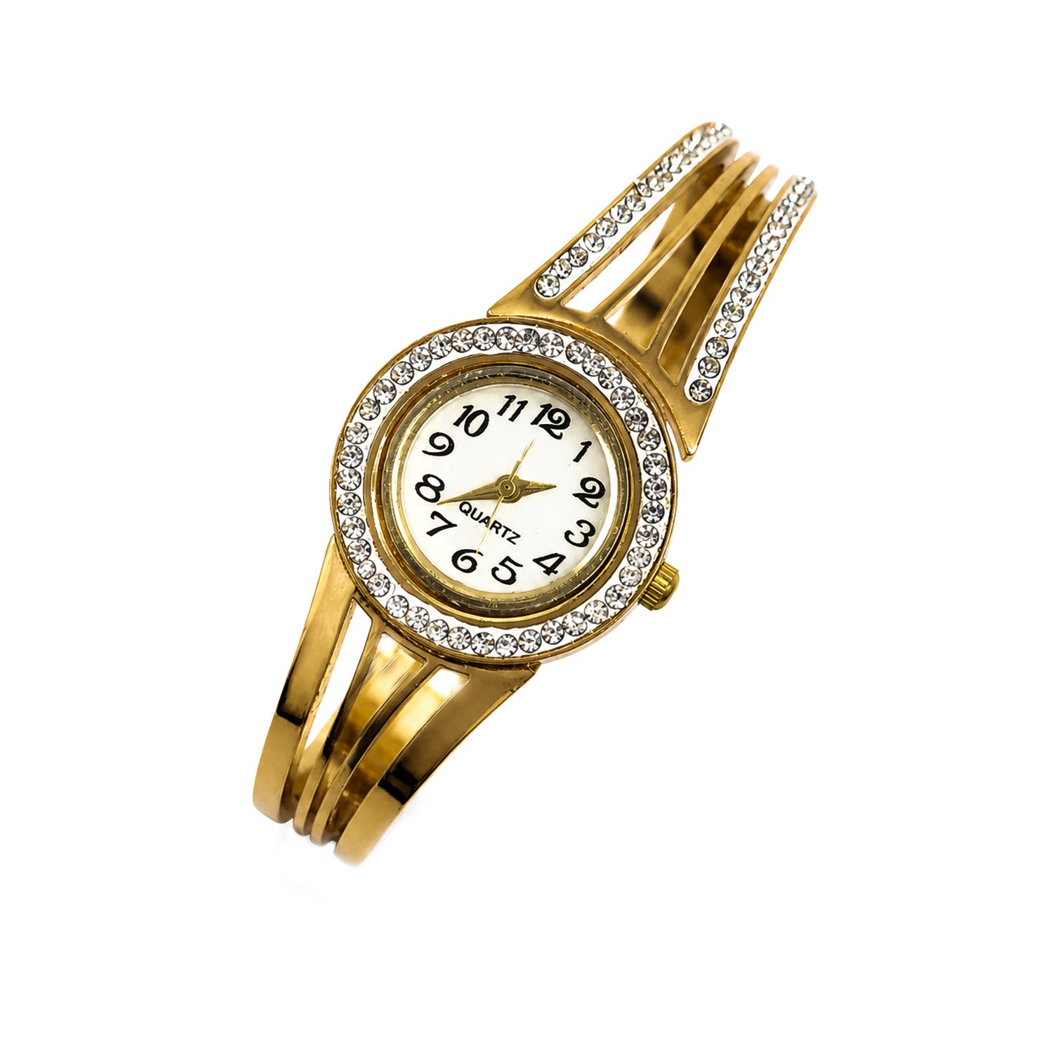 Traditional Dual Line Design AD Studded Band Bracelet Watch For Girls & Women