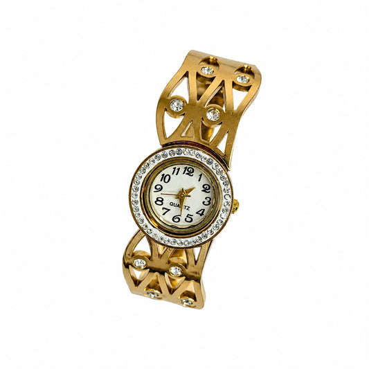 Traditional Eye Line Design AD Studded Band Bracelet Watch For Girls & Women
