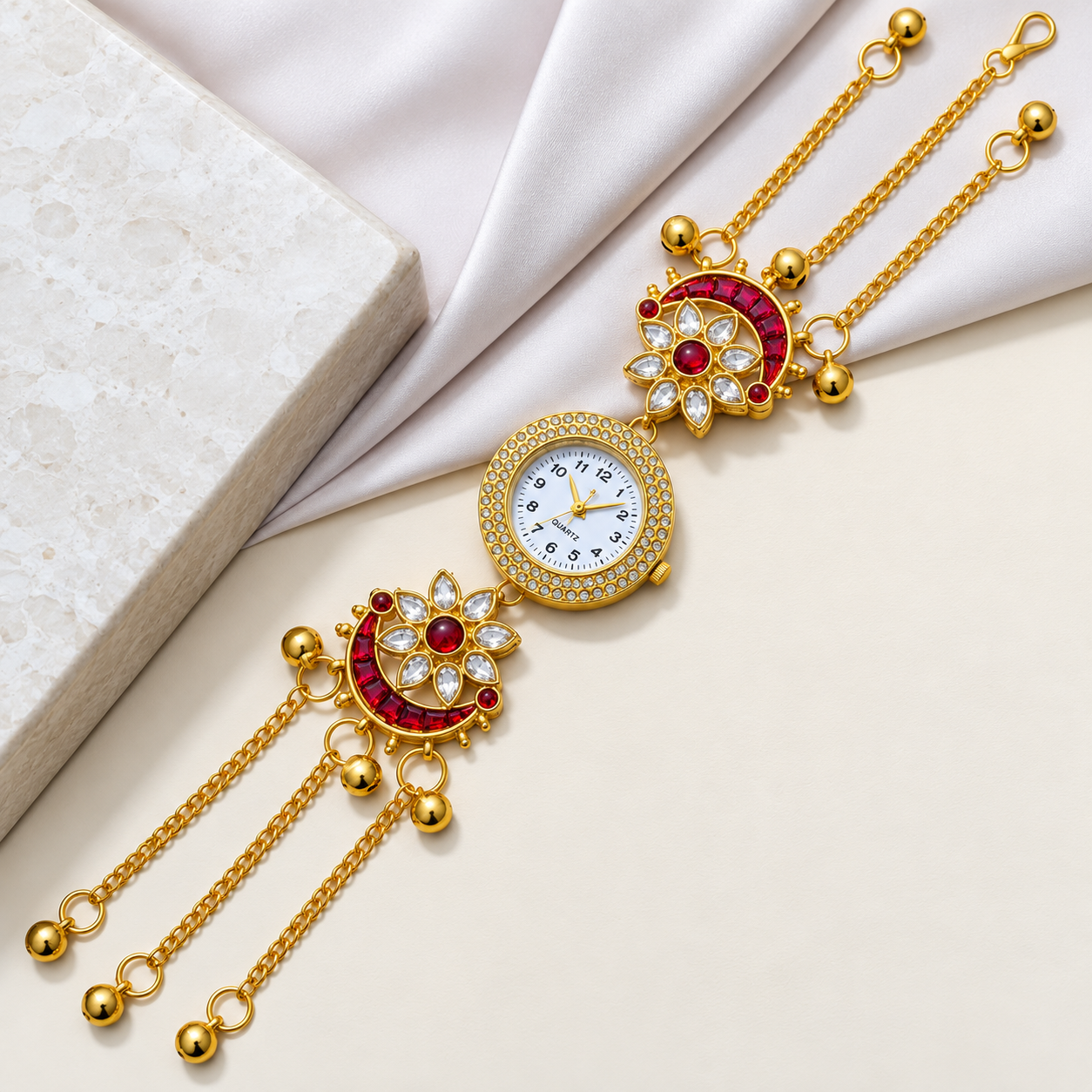 Floral Design Round Dial Kashimiri Watch for Women & Girls