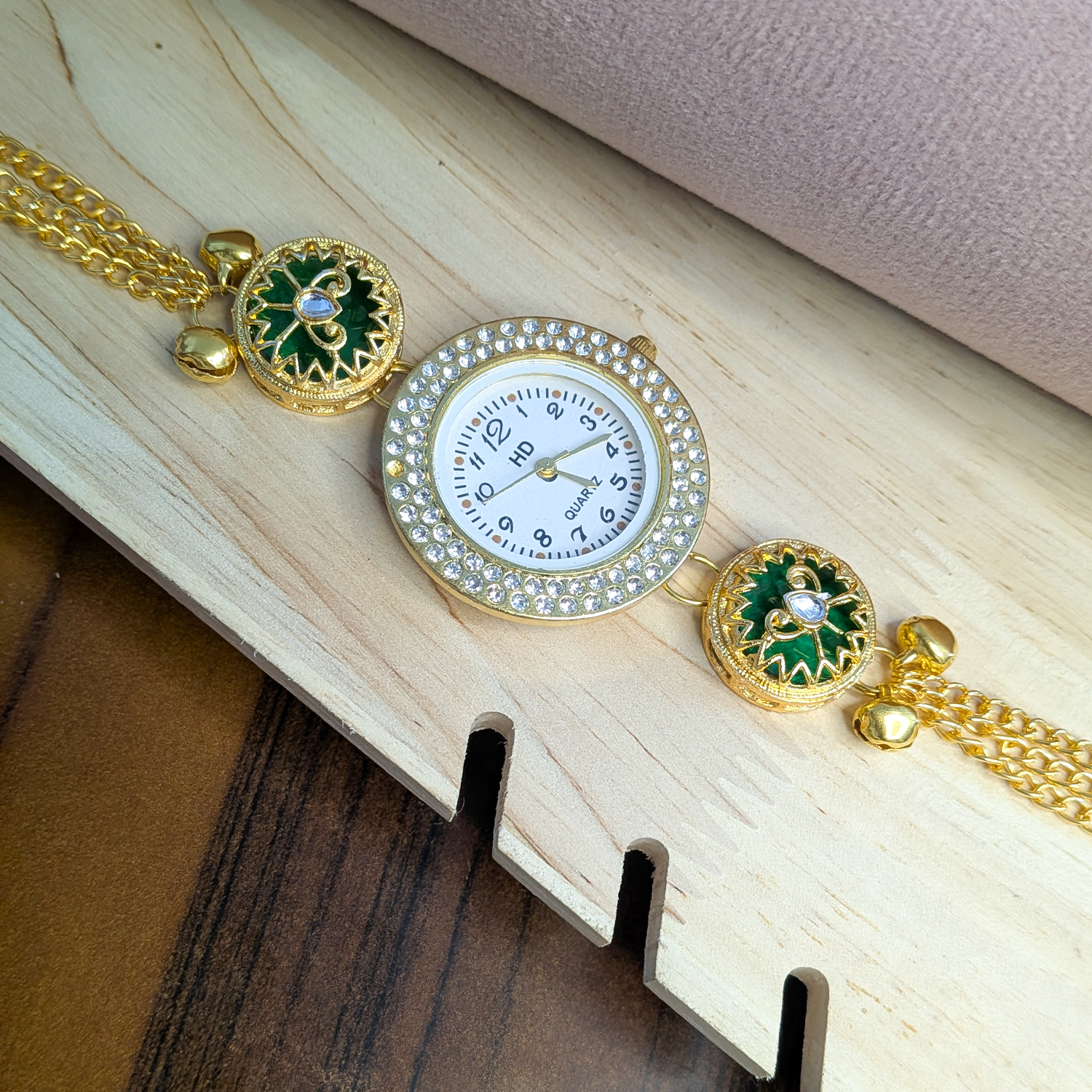 Floral Stone Round Dial Kashmiri Watch for Women & Girls