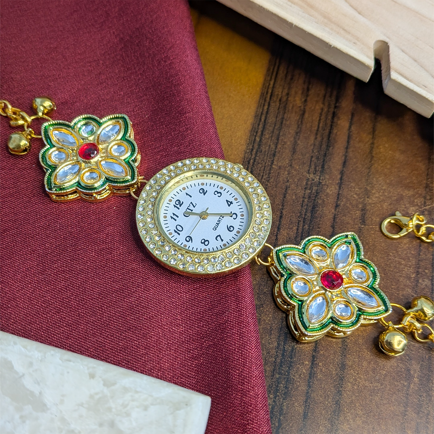 Floral Kundan Stone Kashmiri Watch for Women & Girls