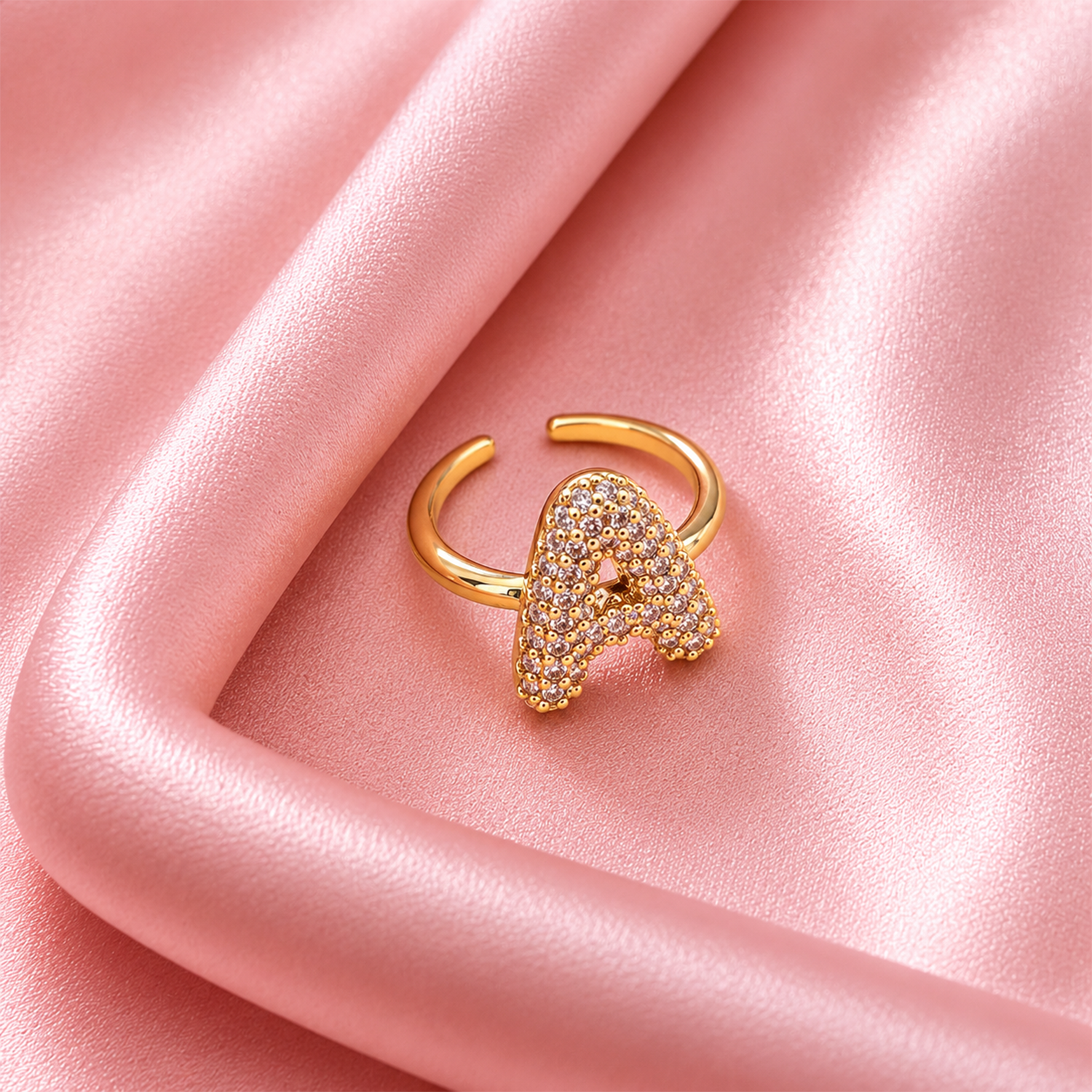 Sparkling Alphabet Letters CZ Stones Rings For Girls & Women's