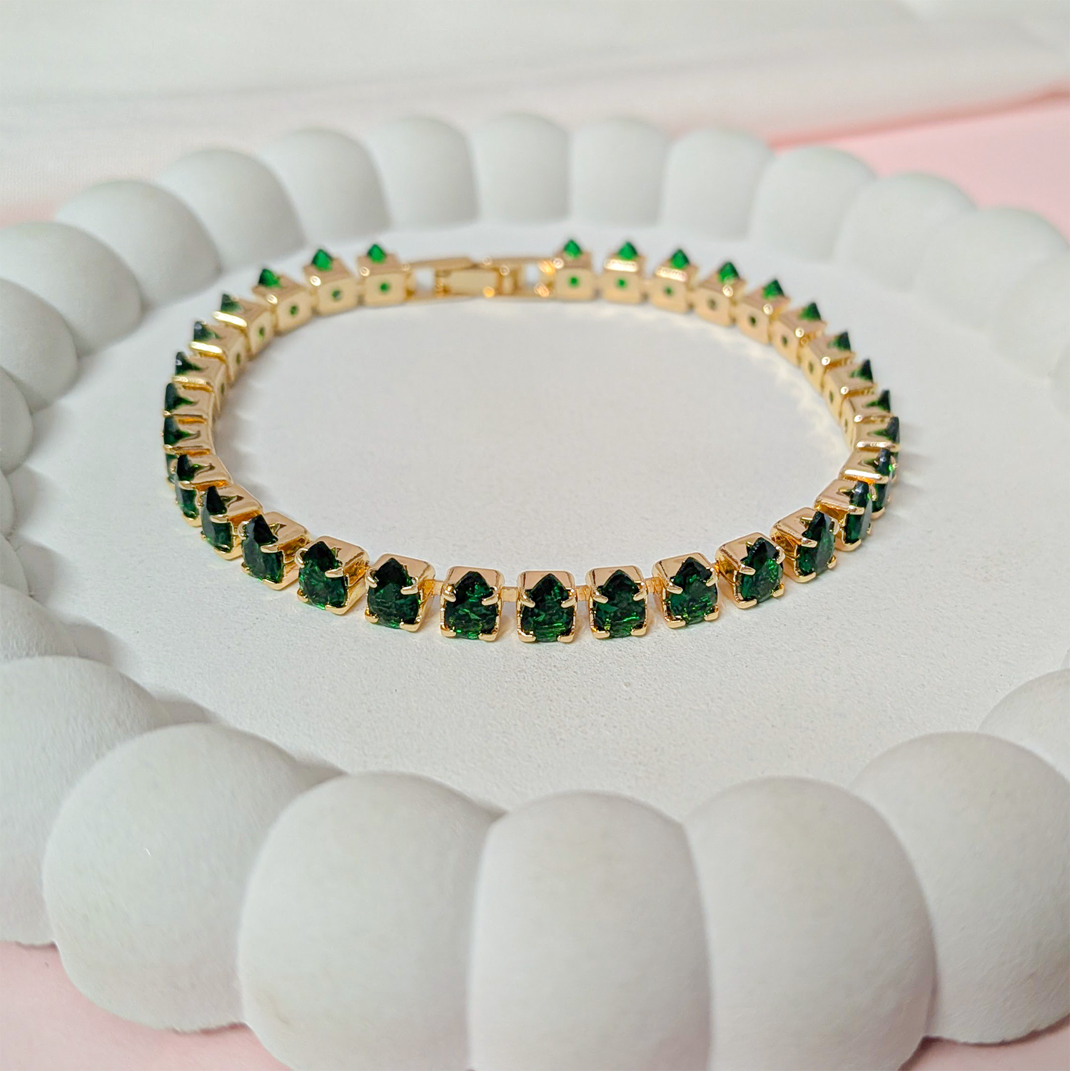 Cubic Zirconia Stones Tennis Bracelet With Hinged Clasp For Girls & Women's