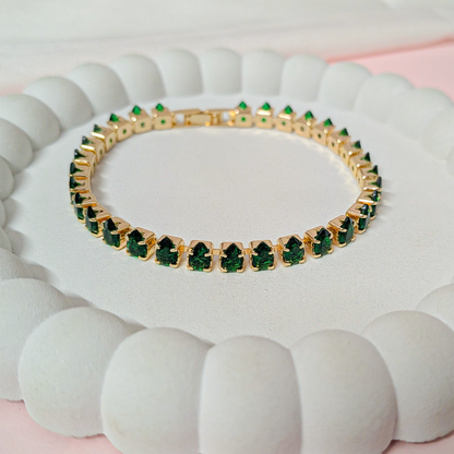 Cubic Zirconia Stones Tennis Bracelet With Hinged Clasp For Girls & Women's