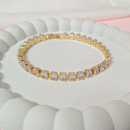 Cubic Zirconia Stones Tennis Bracelet With Hinged Clasp For Girls & Women's