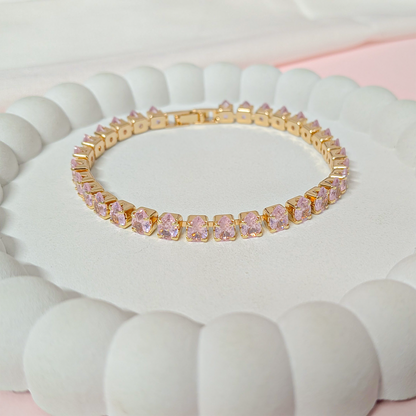 Cubic Zirconia Stones Tennis Bracelet With Hinged Clasp For Girls & Women's