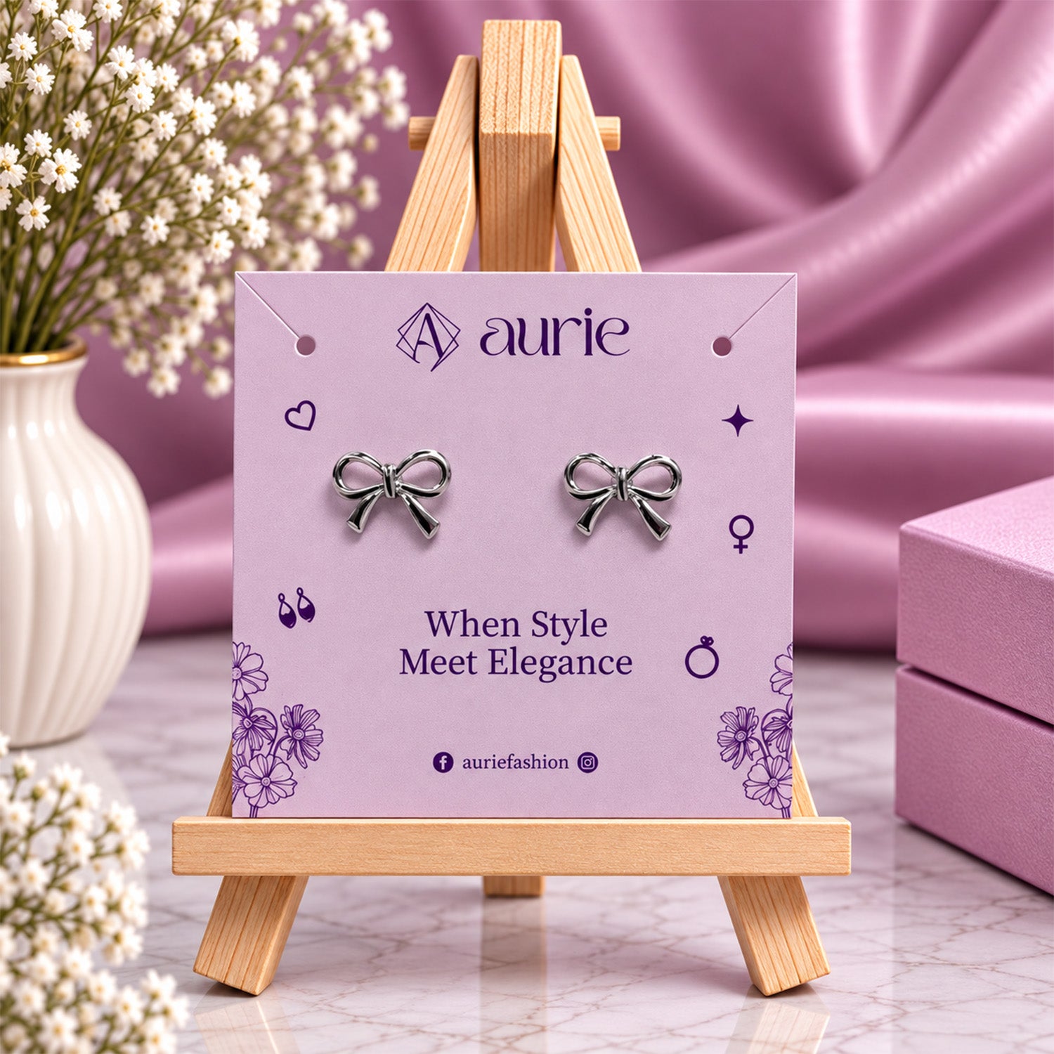 Pretty Bow Stud Earrings for Girls & Women's