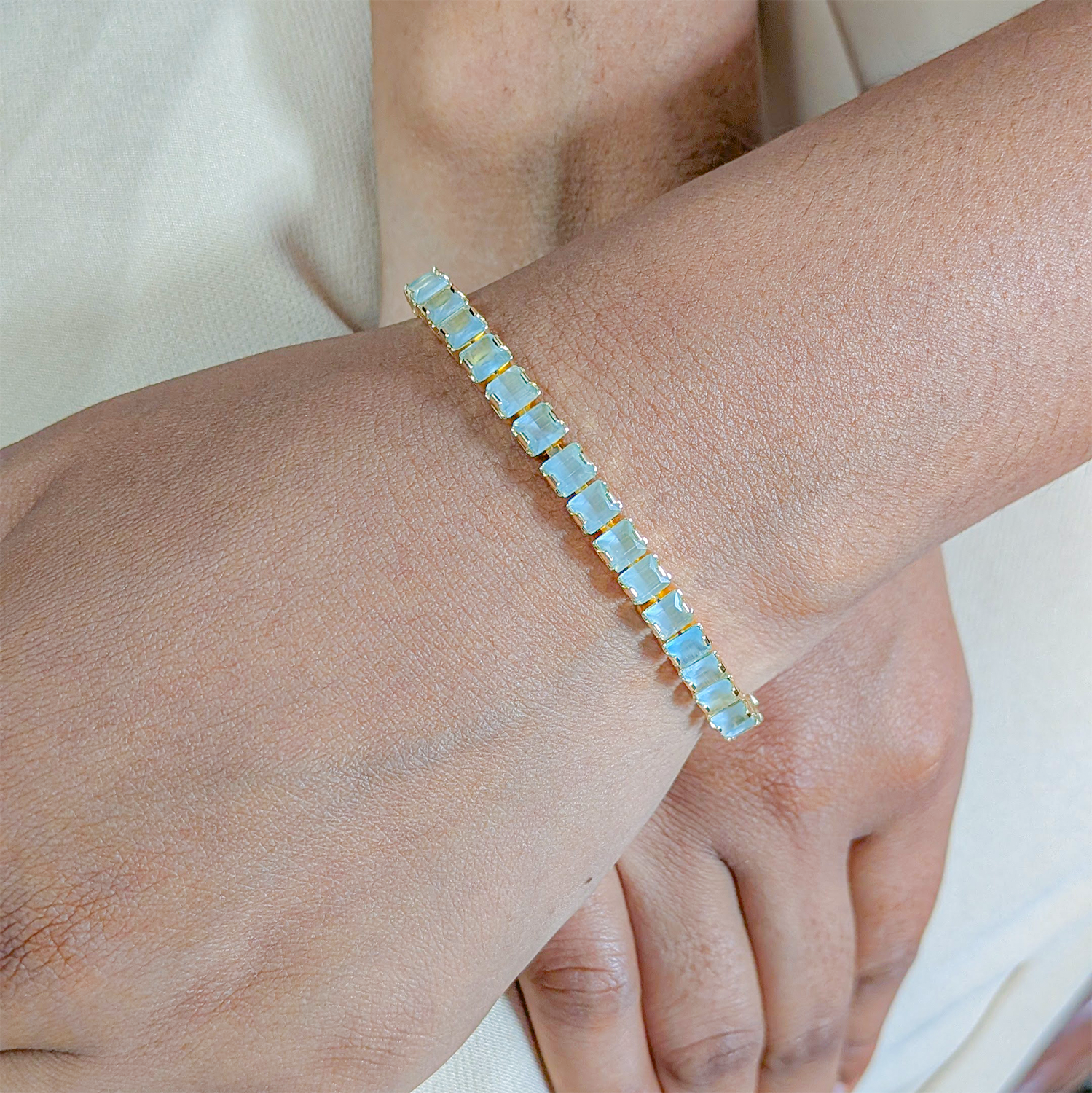 CZ Stone Princess Tennis Bracelet With Hinged Clasp For Girls & Women's