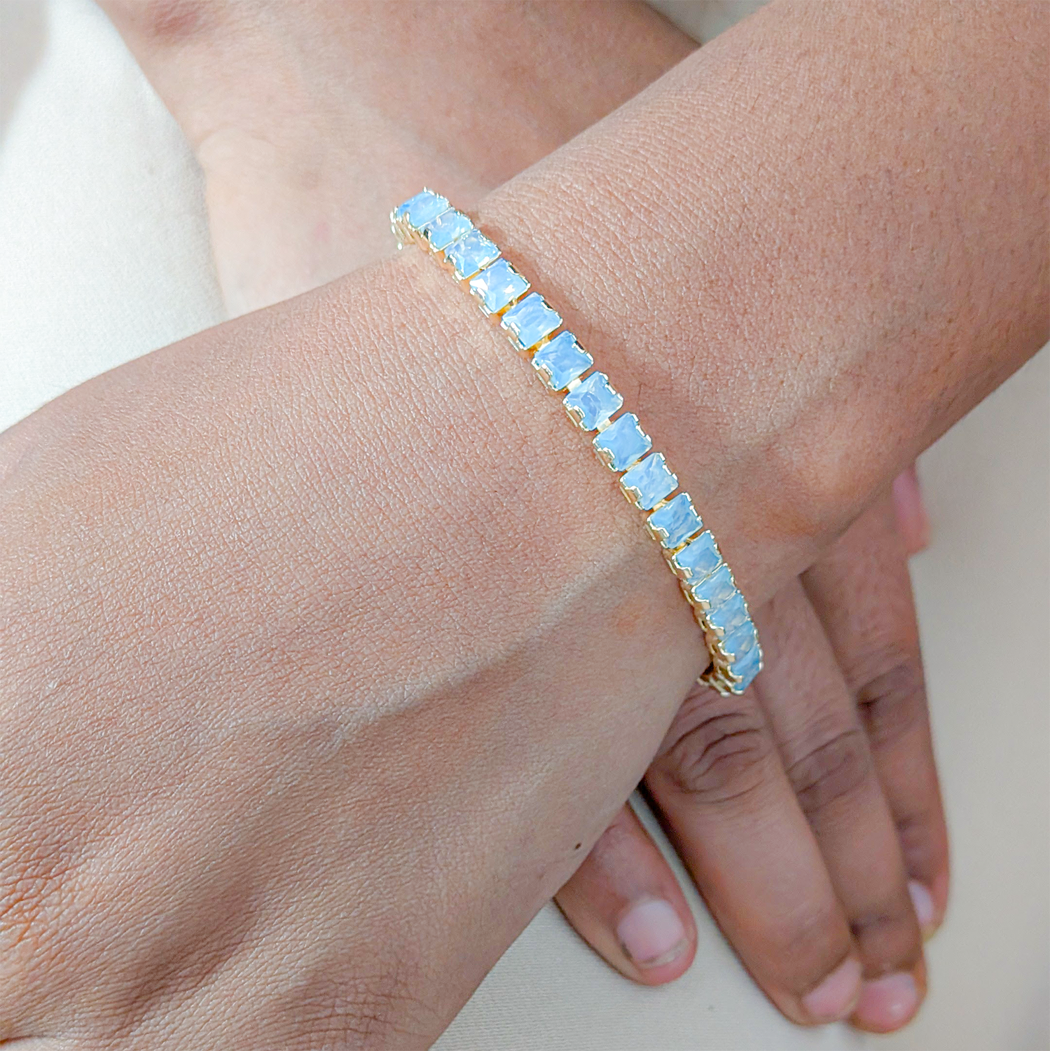 CZ Stone Princess Tennis Bracelet With Hinged Clasp For Girls & Women's