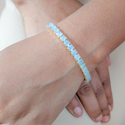 CZ Stone Princess Tennis Bracelet With Hinged Clasp For Girls & Women's