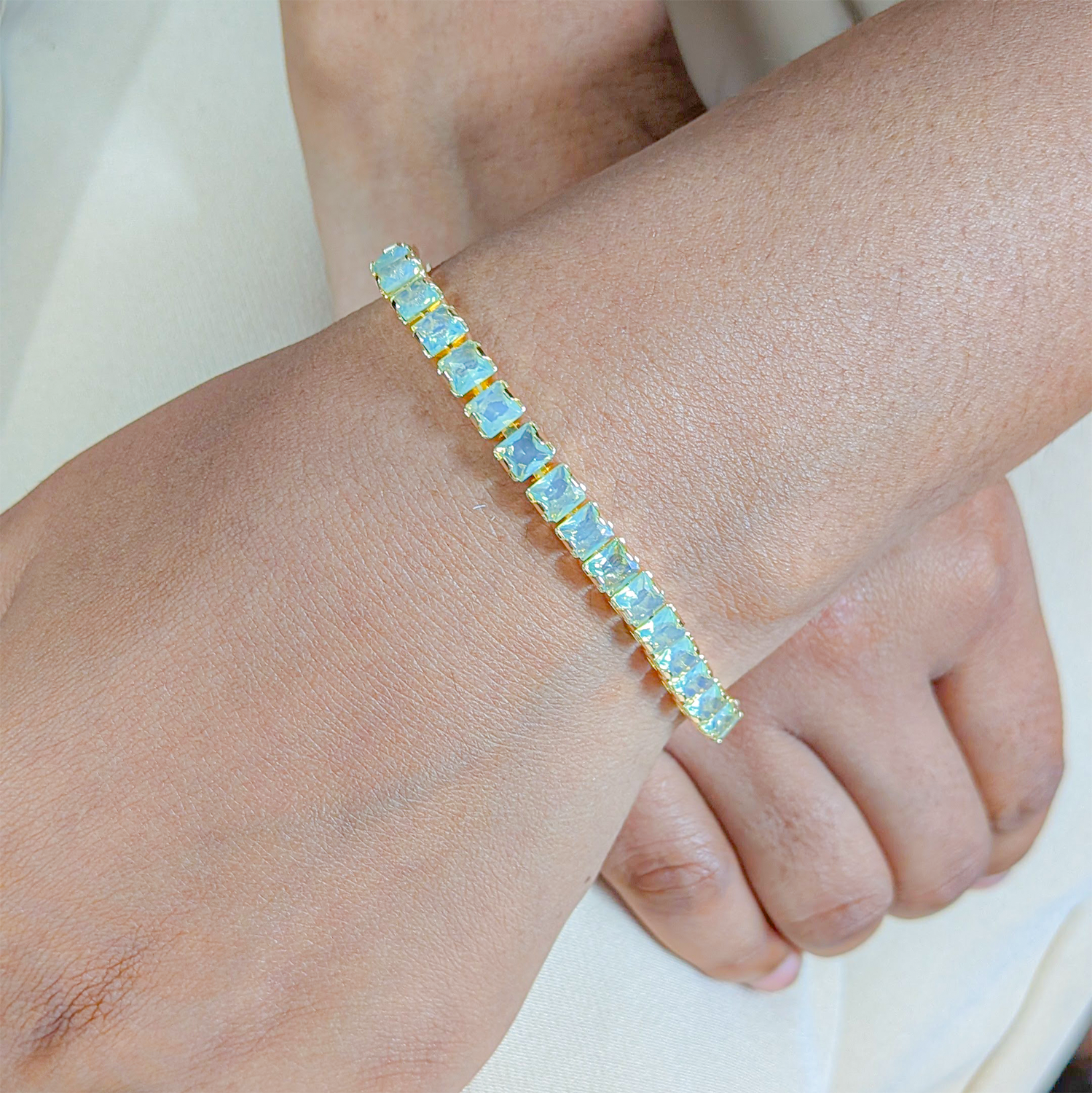CZ Stone Princess Tennis Bracelet With Hinged Clasp For Girls & Women's