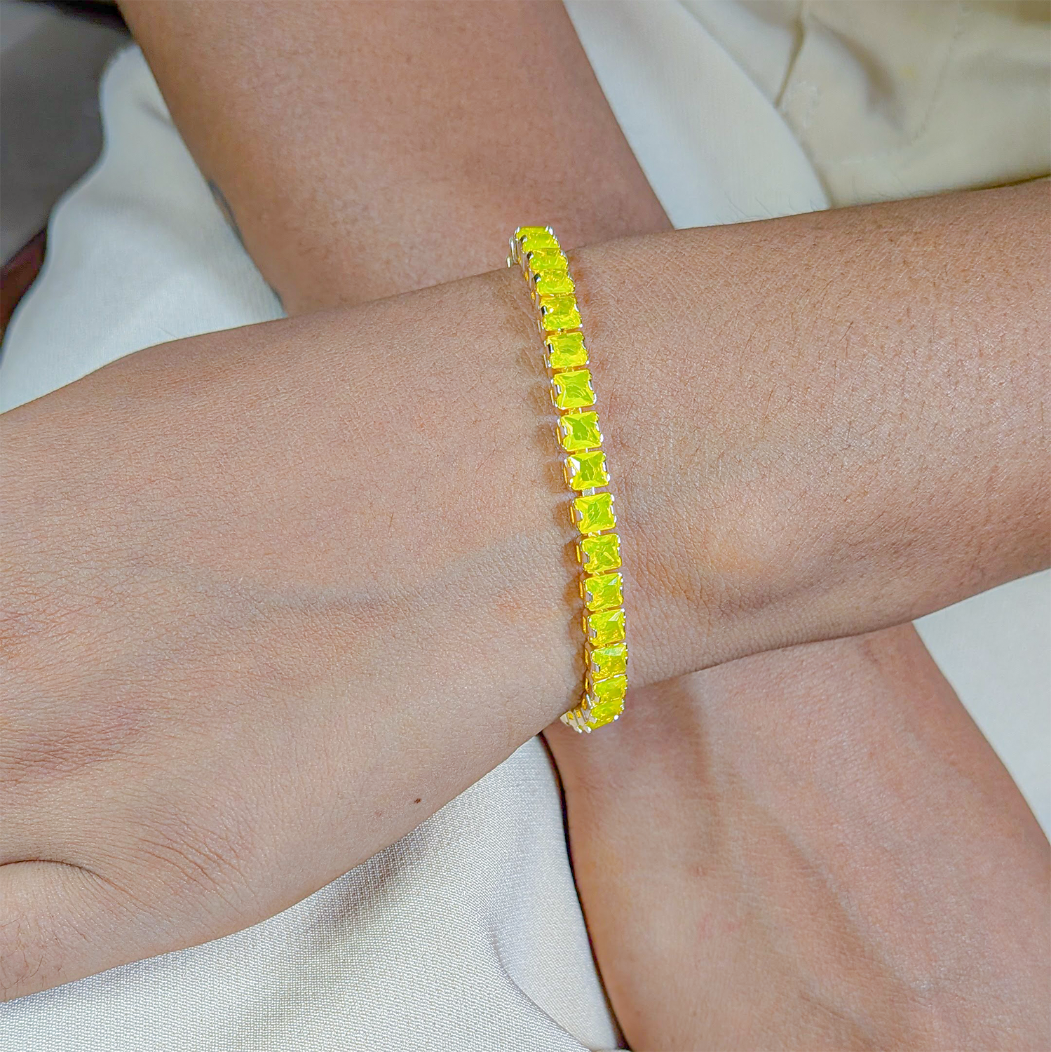 CZ Stone Princess Tennis Bracelet With Hinged Clasp For Girls & Women's