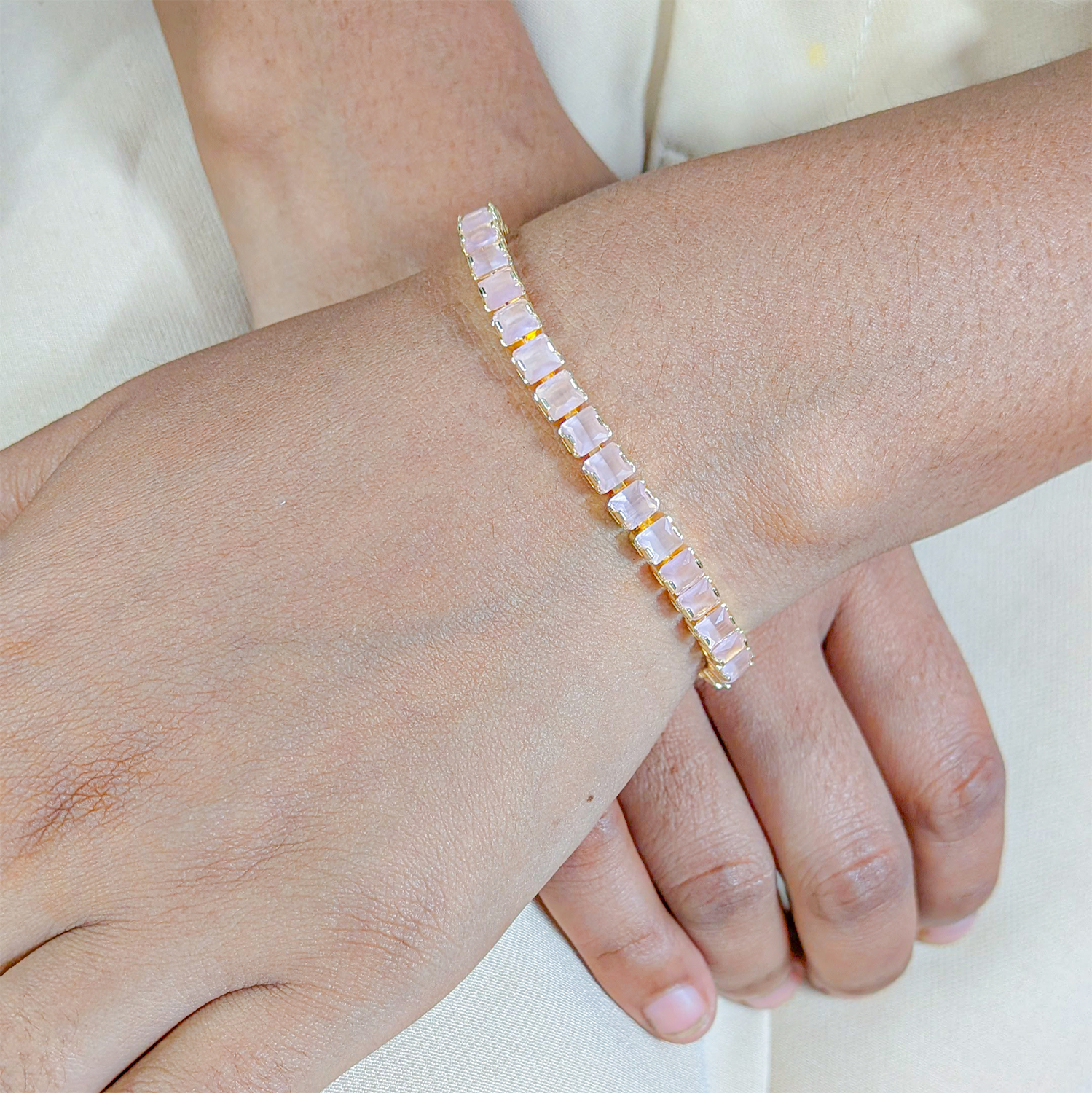 CZ Stone Princess Tennis Bracelet With Hinged Clasp For Girls & Women's