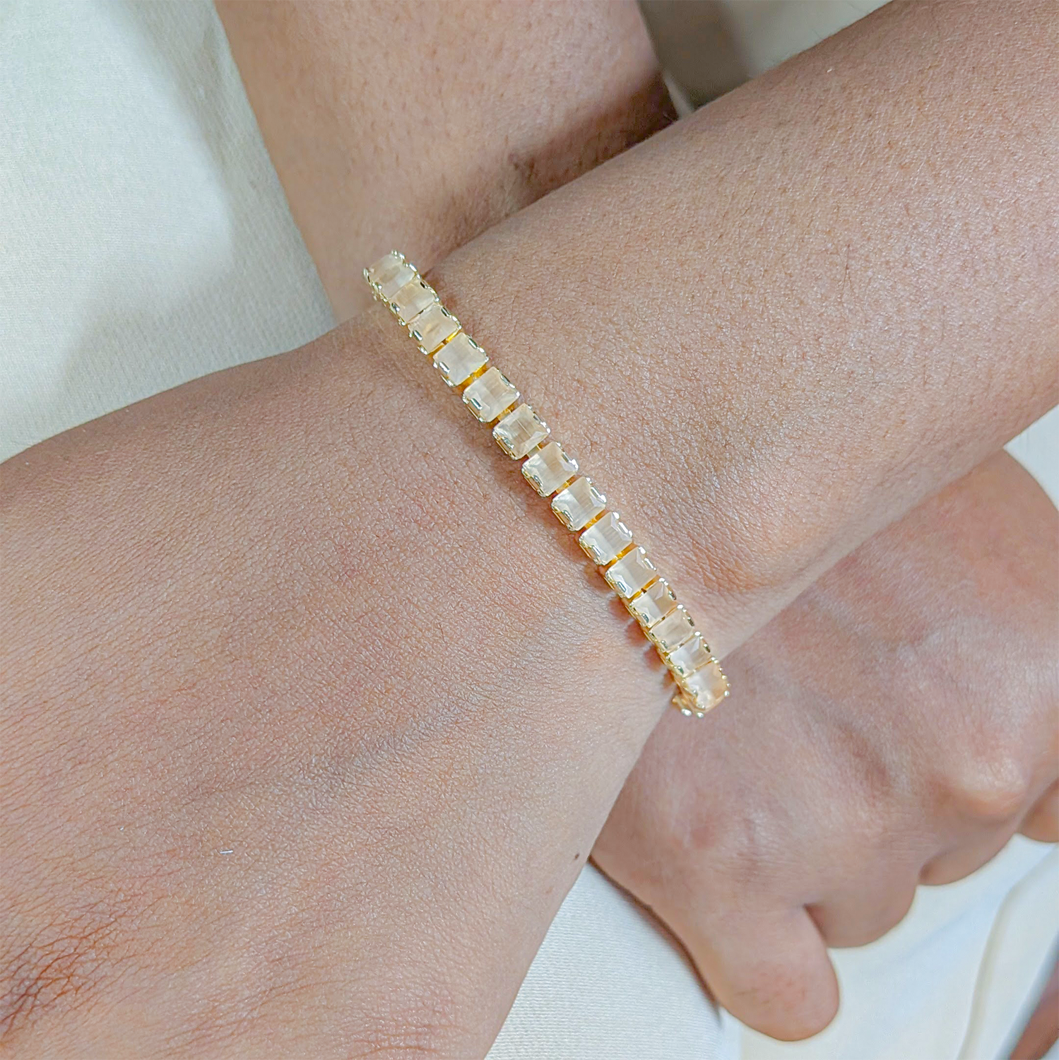 CZ Stone Princess Tennis Bracelet With Hinged Clasp For Girls & Women's