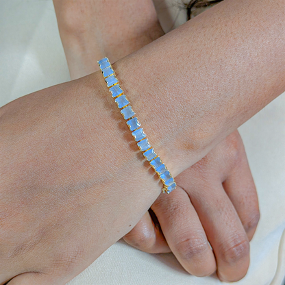 CZ Stone Princess Tennis Bracelet With Hinged Clasp For Girls & Women's