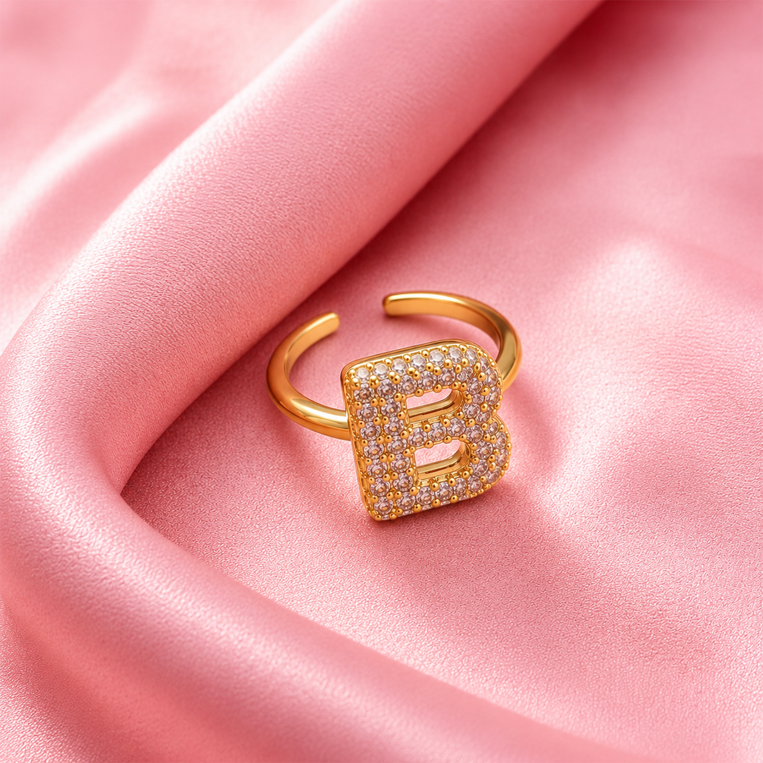 Sparkling Alphabet Letters CZ Stones Rings For Girls & Women's