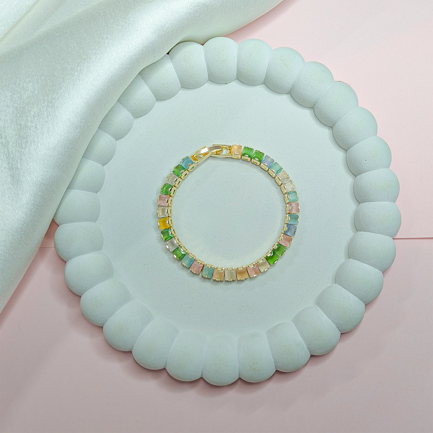 CZ Stone Princess Tennis Bracelet With Hinged Clasp For Girls & Women's
