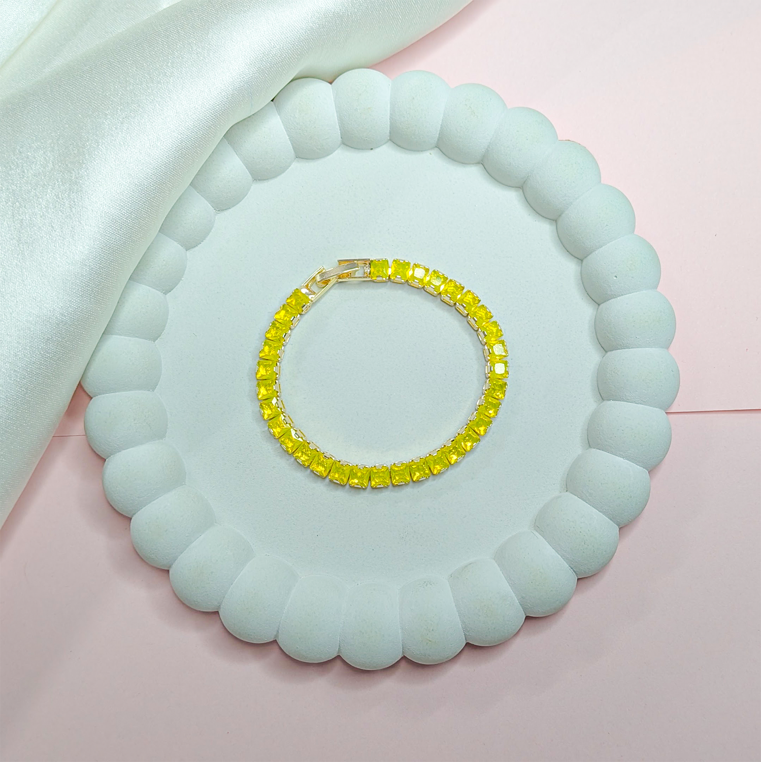 CZ Stone Princess Tennis Bracelet With Hinged Clasp For Girls & Women's