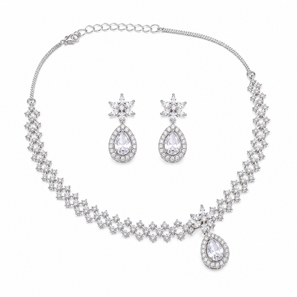 Shiny Sparkling Floral Necklace Set for Girls & Women's