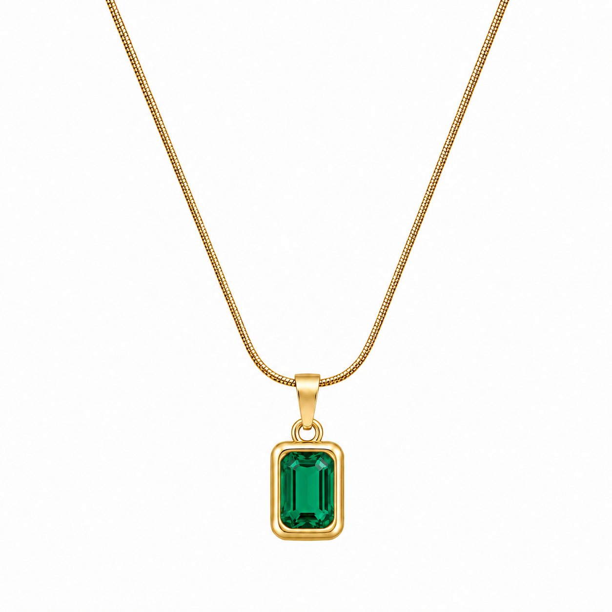 Emerald-Cut Cubic Zirconia Bezel Pendant for Girls & Women's