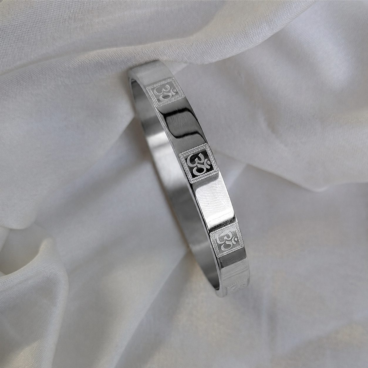 Spiritual OM Design Engraved Stainless Steel Bracelet For Men