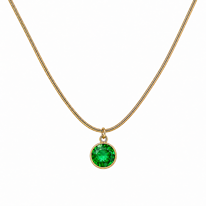 Luxury Emerald Round Crystal Stone Pendant for Girls & women