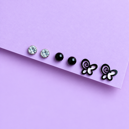 Trendy Butterfly Alloy Stud Earrings Set for Girls & Women