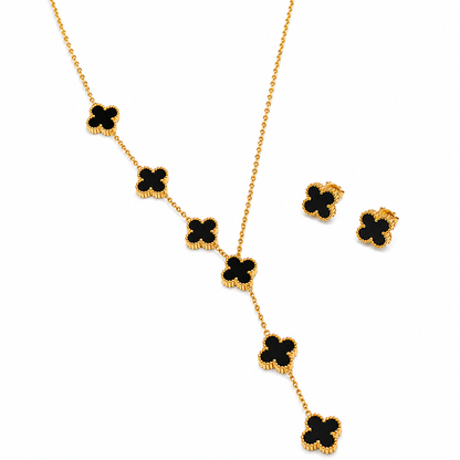 Gold Tone 6 Clover Pendant Set for Girls & Women's