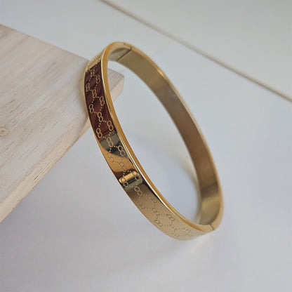 Intricately Engraved Geometric Design Stainless Steel Bracelet For Men & Women