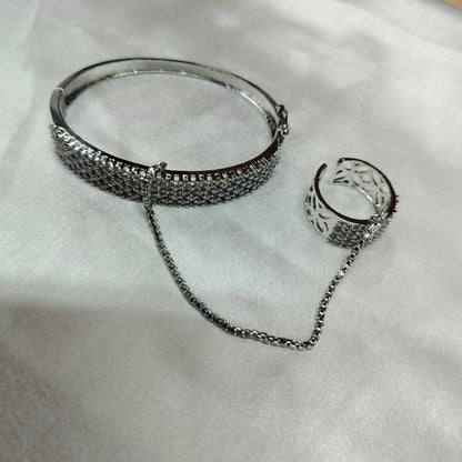 Elegant Five Line AD (American Diamond) Finger Ring Bracelet for Girls & Women