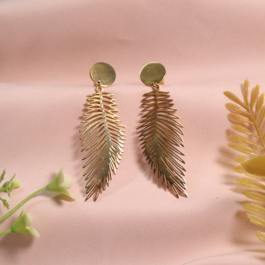 18K Gold Plated Leaf Earrings (Anti-Tarnish)