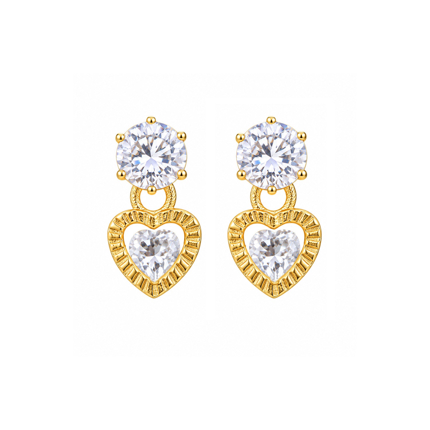 Sparkling Stone Heart Lower Drop Earrings for Girls & Women's