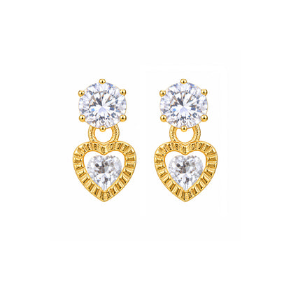 Sparkling Stone Heart Lower Drop Earrings for Girls & Women's