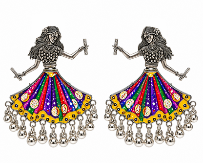 Oxidized Enamel Work Garba Dancer Earrings for Girls & Women's