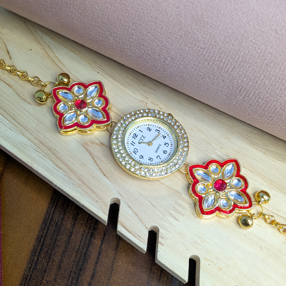 Floral Kundan Stone Kashmiri Watch for Women & Girls
