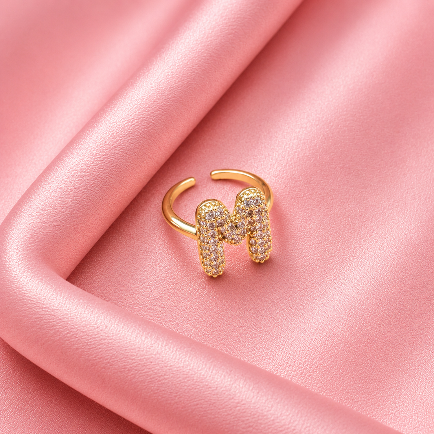 Sparkling Alphabet Letters CZ Stones Rings For Girls & Women's