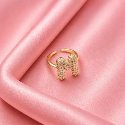 Sparkling Alphabet Letters CZ Stones Rings For Girls & Women's