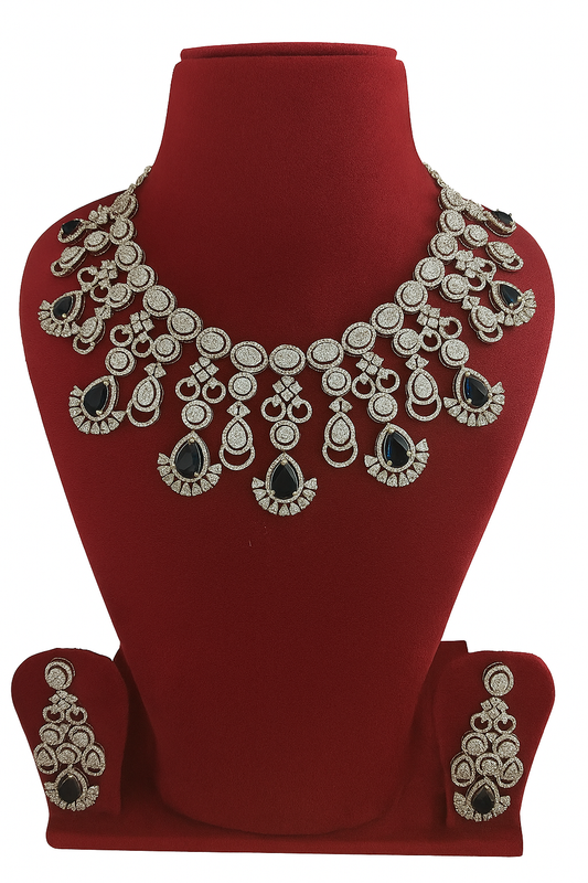 Midnight Elegance Kundan Necklace Set