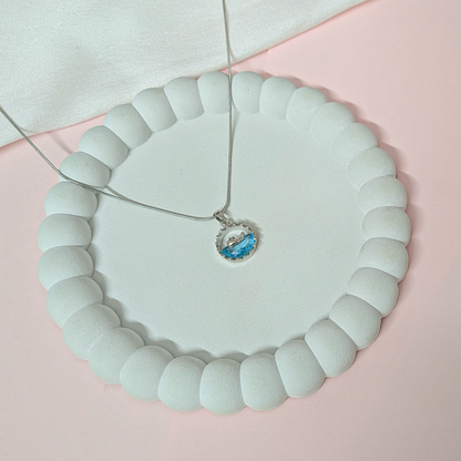 Beach View Dolphin Blue Ocean Circular Pendant for Girls & Women's
