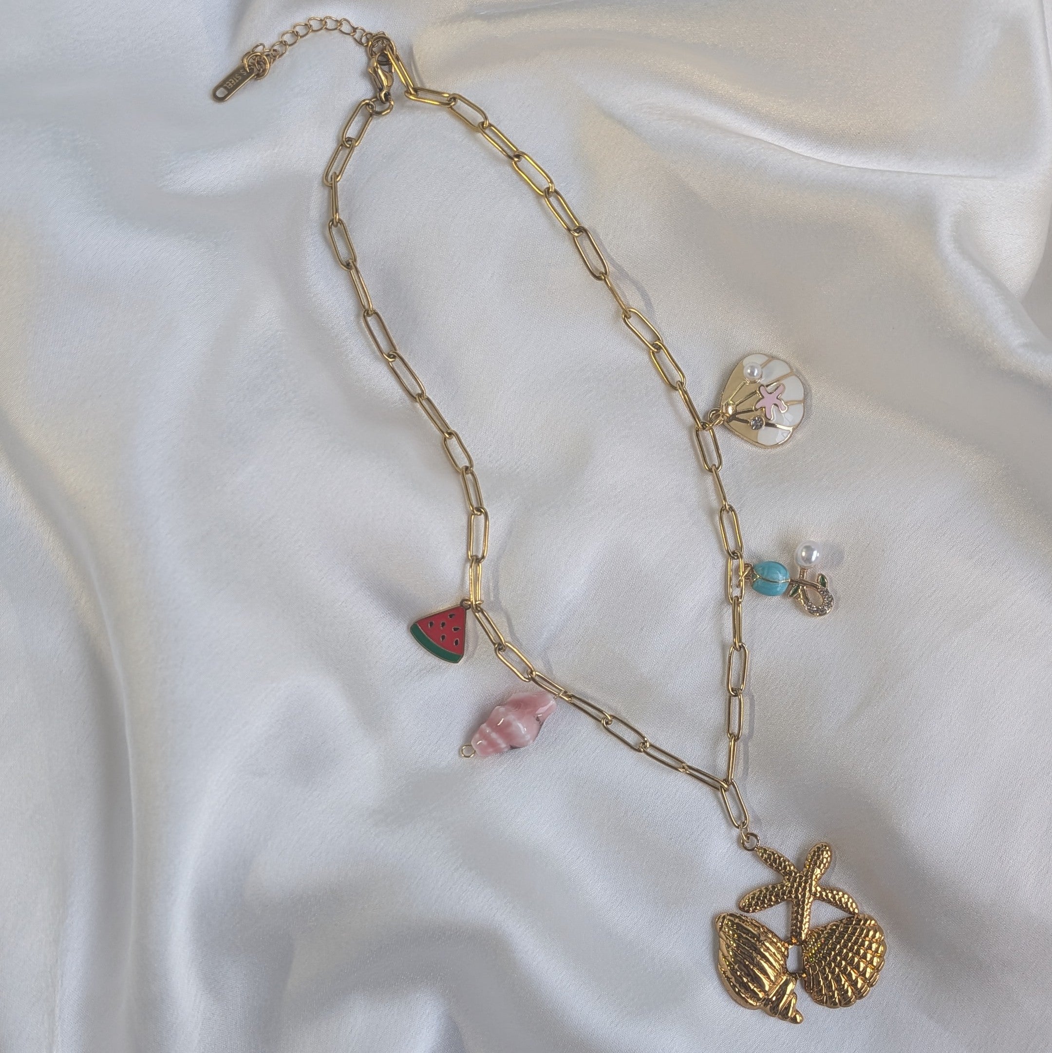 18K Gold Plated Tropical Seaside Charm Pendant (Anti Tarnish)